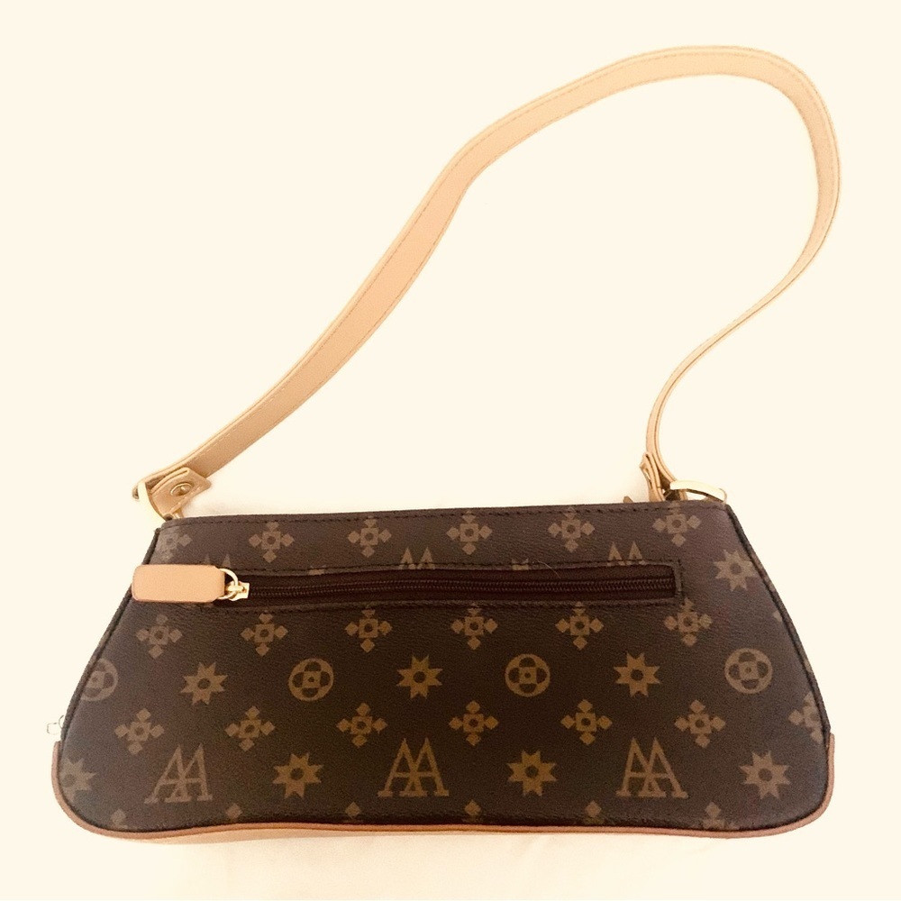 E COLLECTION Vegan Mini Baguette Bag, carmel and brown, NWOT
